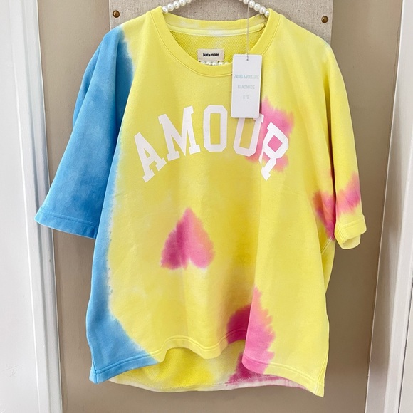 NWT Zadig & Voltaire Oversized Sweatshirt Portland Amour tie Dye Small - Picture 7 of 7